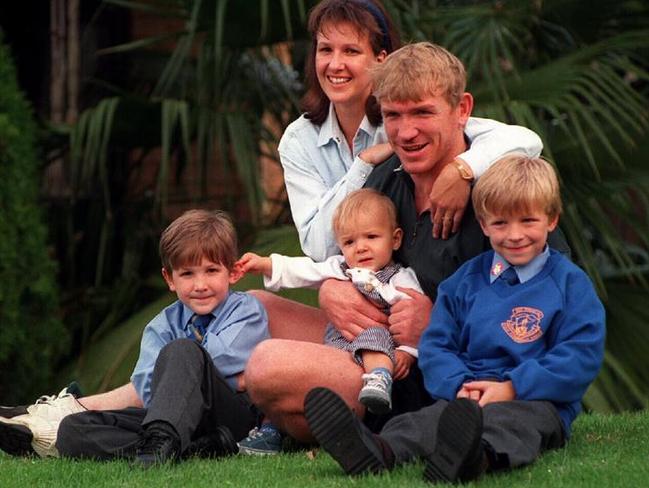 In happier times when then Balmain RL player Garry Jack was photographed with wife Donna and sons Brandon, Rhys and Kieren.