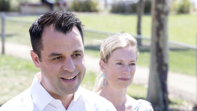 MLC Josh Willie and Tasmanian Labor Leader Rebecca White at Cornelian Bay. Picture: Chris Kidd