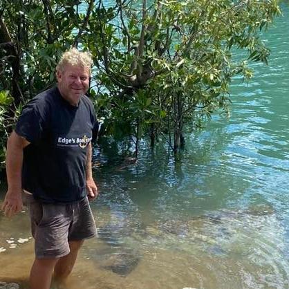 Mr Edge, pictured, has called for a protest after a person dressed in a blue uniform reportedly 'screamed at' a group of young swimmers at Daydream Island. Picture: Facebook