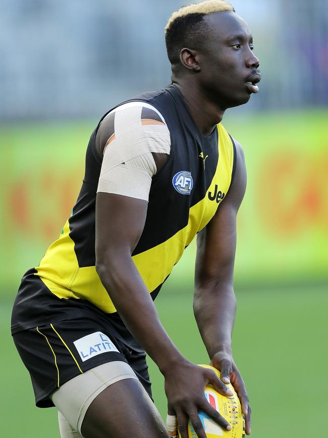 Clubs are clamouring for rising defender Mabior Chol. Picture: AFL Photos/Getty Images