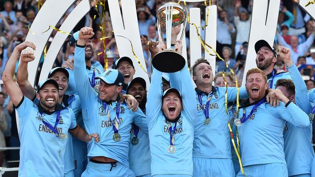 England celebrate the win. Picture: AFP