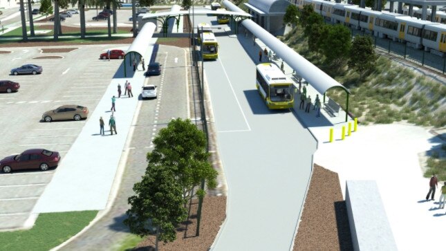 Bus parking planned for the upgraded Coomera railway station on the Gold Coast.