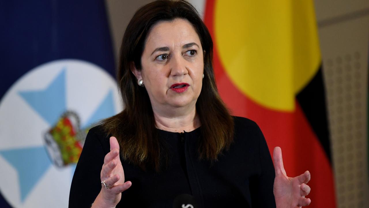 A furious Premier Palaszczuk snapped at reporters. Picture: NCA NewsWire/Dan Peled