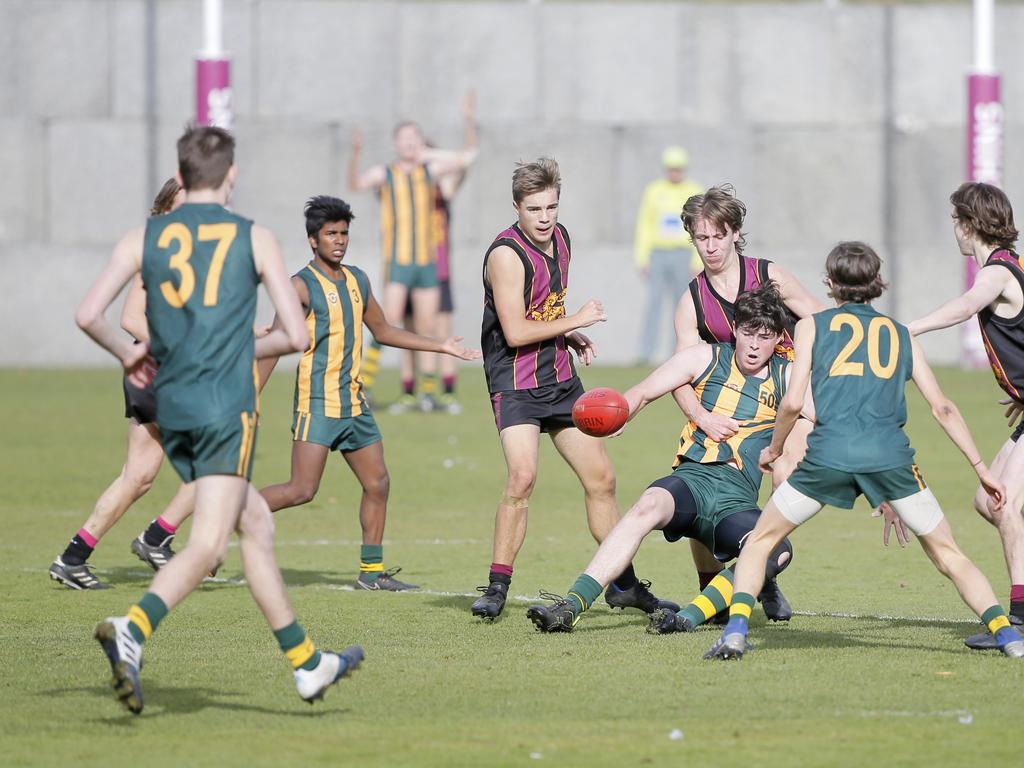 Hutchins 2nd XVIII versus St Patricks in the Sports Association of Independent Schools Australian Rules grand final. Picture. PATRICK GEE