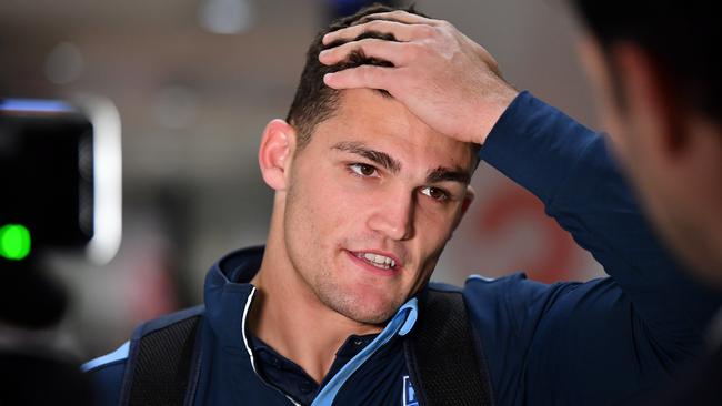 NSW Blues player Nathan Cleary is aiming to return from an ankle injury.