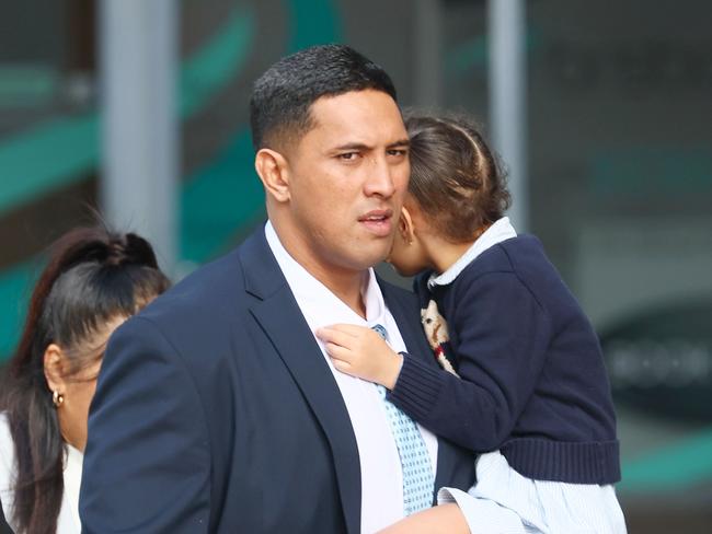 Oshae Jackson Tuiasau, 29, appeared in the Brisbane Supreme Court on Monday for the first day of his trial, charged with one count of unlawful striking causing death. Picture: NewsWire/Tertius Pickard