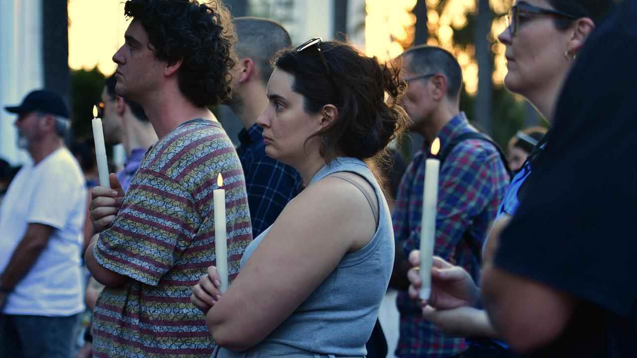 Hundreds of Top End residents gathered outside the NT Parliament on Wednesday during a vigil for Kumanjayi White, a 24-year-old Warlpiri man with a disability who died after being restrained by police in the Alice Springs Coles. Picture: Zizi Averill