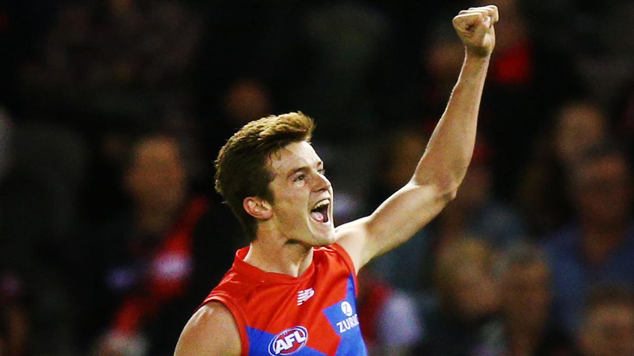 Bayley Fritsch celebrates a goal. Photo: Michael Dodge/AFL Media/Getty Images