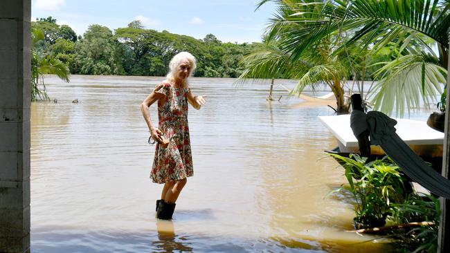 Cordelia resident Camille O'Sullivan stands in her backyard next to the Herbert River. Picture: Evan Morgan