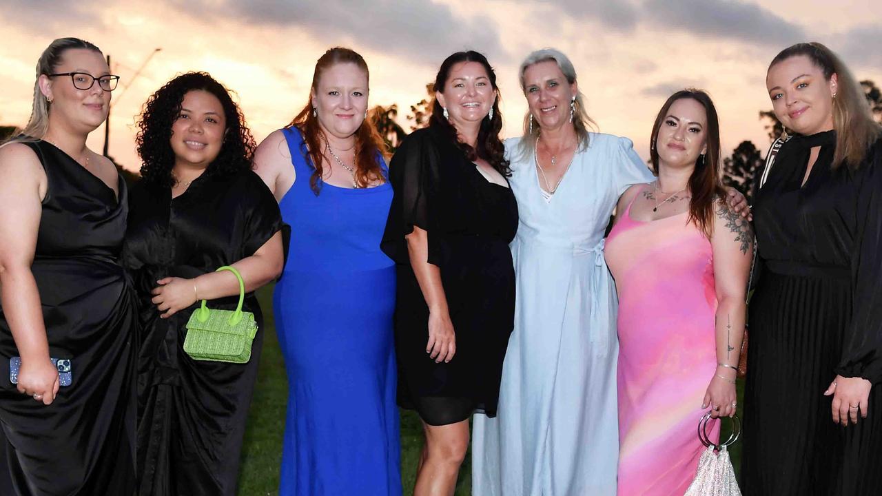 Laura Cross, Lvz Brito, Zoe Livermore, Jamie Mayne, Jo Mackie, Savannah Palmer and Madi Delloro at the Fraser Coast Business &amp; Tourism Awards in Maryborough. Picture: Patrick Woods.