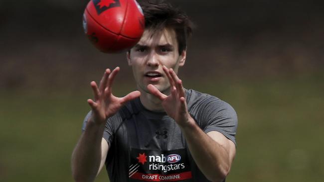 Liam Kolar in action during the pre-draft training session.