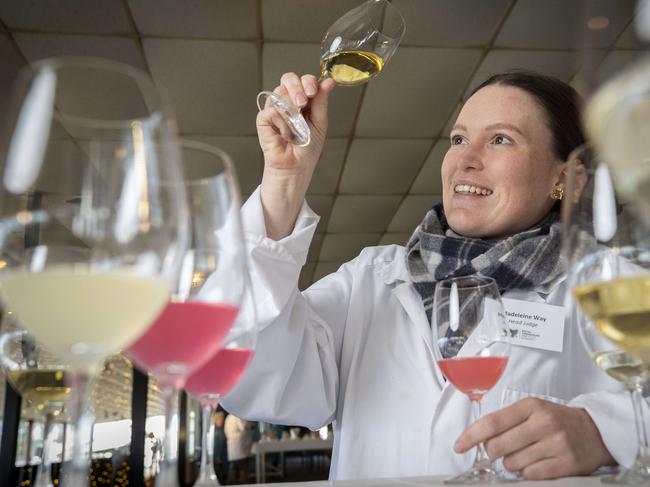 Royal Tasmanian Fine Food Awards head judge Madeleine Way judges the Other Beverages category at Glenorchy. Picture: Chris Kidd