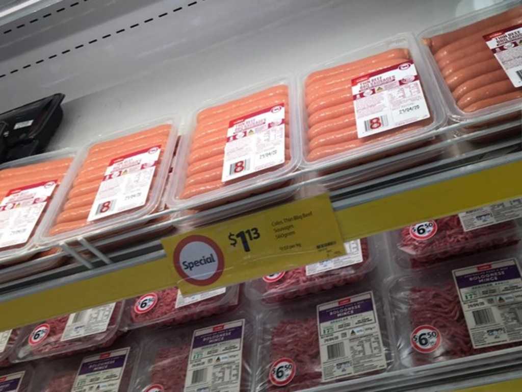 Some Coles supermarket’s have been forced to slash prices of meat due to an ‘oversupply’. Picture: Facebook/Markdown Addicts Australia