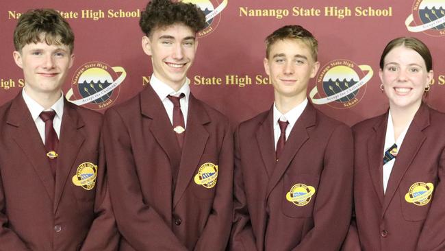 Nanango State High School 2023 leaders: Declan Cogger, Buddy Reader, Leyton Prenner and Mackenzie Bygrave.