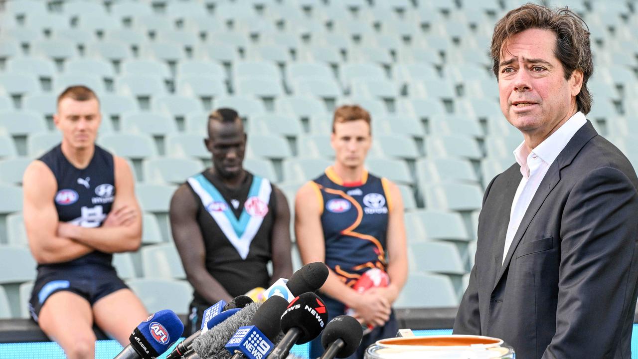 AFL CEO Gillon McLachlan and the AFL board have taken a stand against racism at matches. Picture: NCA NewsWire / Brenton Edwards