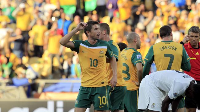 Harry Kewell receives a red card at the 2010 FIFA World Cup in South Africa.