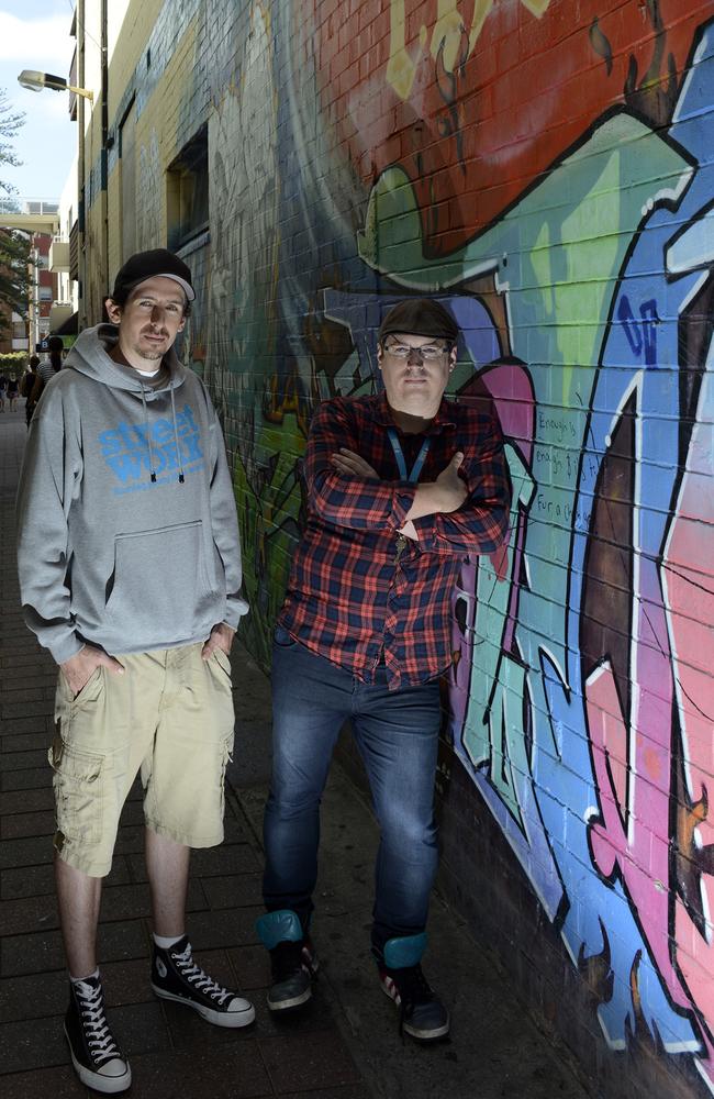 There are a number of specialist services involved in The Northern Beaches Project including StreetWork. Pictured are StreetWork youth workers (l-r) Thomas Dent and Tim Sheerman. They have set up an office out of the Manly Uniting Church because of the growing amount of youth homeless youth on the Northern Beaches. Picture: Troy Snook