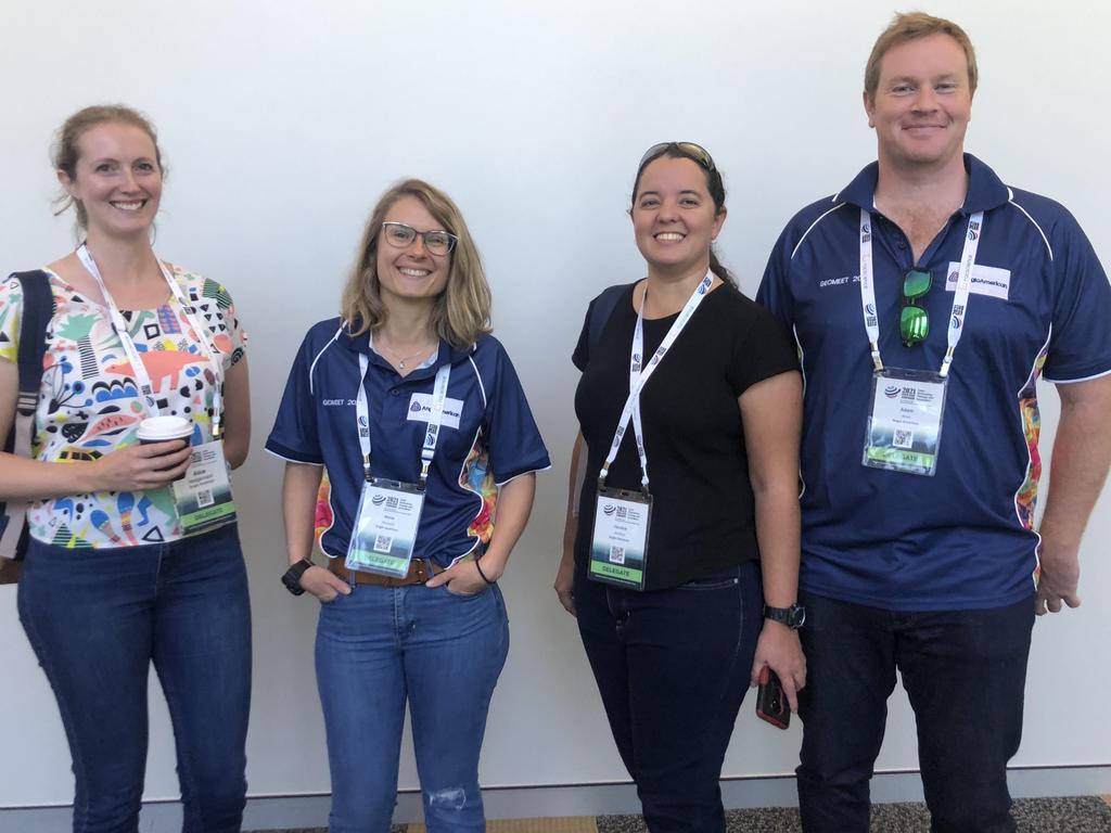 (From left to right) Anglo American geologists Alice Hodginson, Annalisa Hochmuth, Candice Adolfsen and Adam Wren. Picture: Madeleine Graham