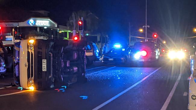 A stolen van crashed on the side of a Southport street earlier this month. A 13-year-old and a 14-year-old were charged by police. Picture: Keith Woods.