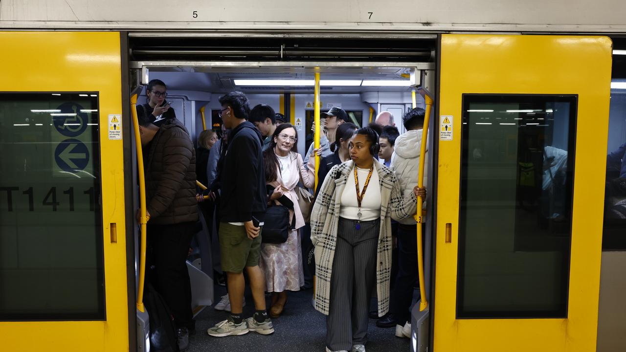 A full train on the T8 line on platform 23 at Central Station. Picture: Jonathan Ng