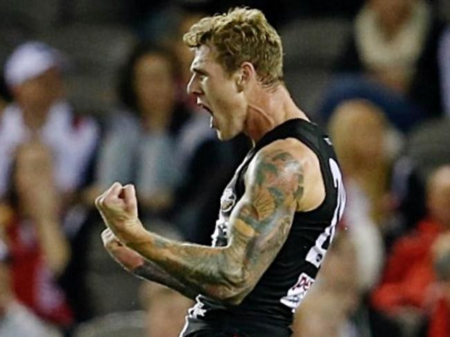 Tim Membrey celebrates a third quarter goal.