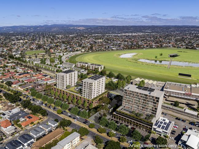 embargoed 9AM 27/2/23 .  Morphettville Redevelopment Aerial Anzac Hwy Artists Impression