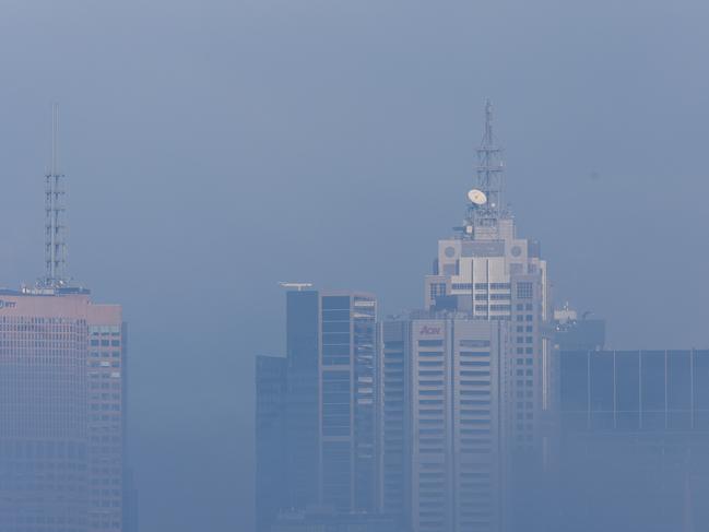 Melbourne blanketed in fog earlier in the week. Picture: Jake Nowakowski