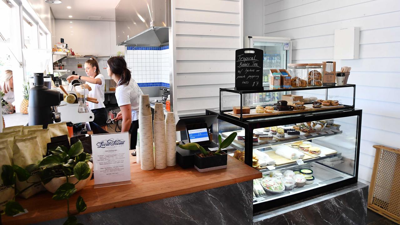 Kristy Knox and Jake Jodvalkis have opened a new cafe The Local Social on the wharf Mooloolaba. Picture: Patrick Woods.