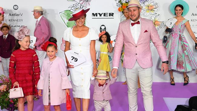 Another cute family graces the Fashion on the Field stage. Picture: James Ross/AAP.