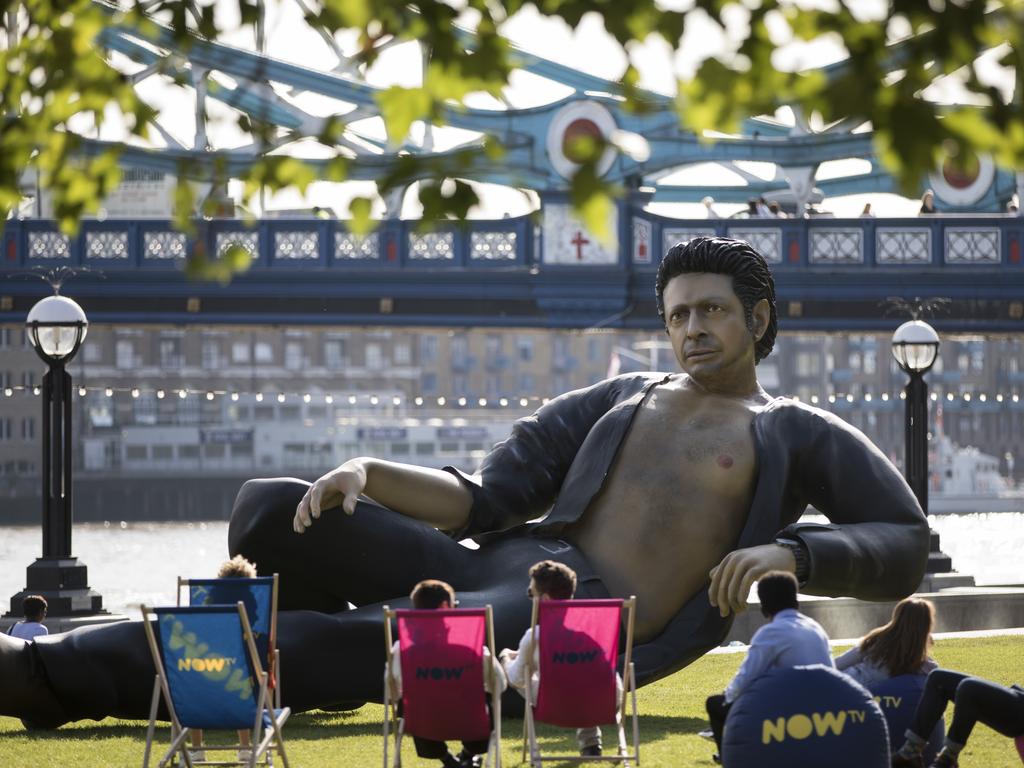 Celebrating 25 years since Jurassic Park first premiered in the UK, streaming service NOW TV unveil a statue of Jeff Goldblum semi-naked torso at Potters Field on July 18, 2018 in London, England. (Photo by John Phillips/Getty Images)
