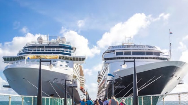 Examples of a cruise ship terminal in The Spit master plan.