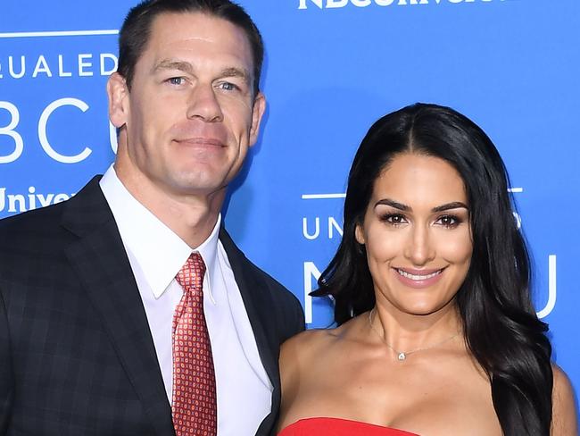 John Cena and Nikki Bella attend the NBCUniversal 2017 Upfront on May 15, 2017 in New York City.  attend the NBCUniversal 2017 Upfront on May 15, 2017 in New York City.  / AFP PHOTO / ANGELA WEISS