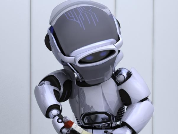 3D render of robot decorating with wallpaper in house Image: iStock