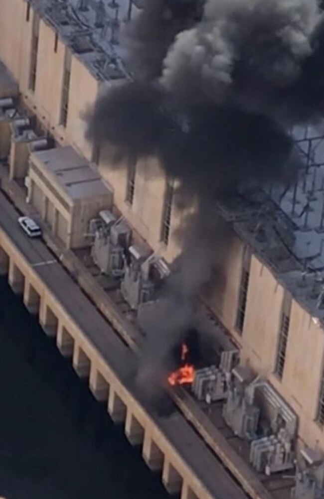 Tourists in the area captured the moment the fire broke out at one of the sections of the dam’s base. Picture: TikTok/iris_jaded