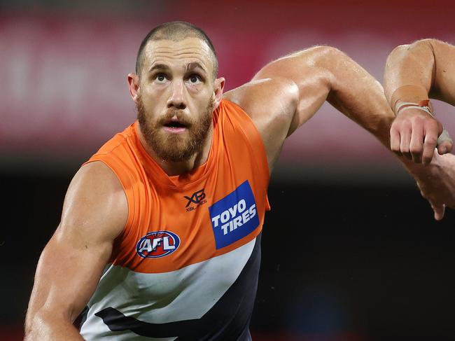 AFL Round 15. GWS Giants vs Carlton at Metricon Stadium, Gold Coast.  03/09/2020...  Shane Mumford of the Giant and Marc Pittonet of the Blues   . Pic: Michael Klein