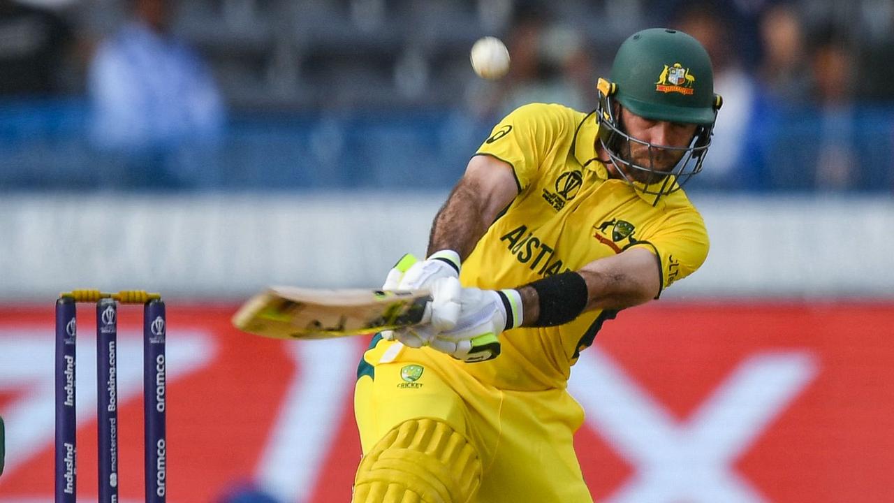 Glenn Maxwell made 77 from 71 balls in the warm-up match against Pakistan. Picture: NOAH SEELAM / AFP