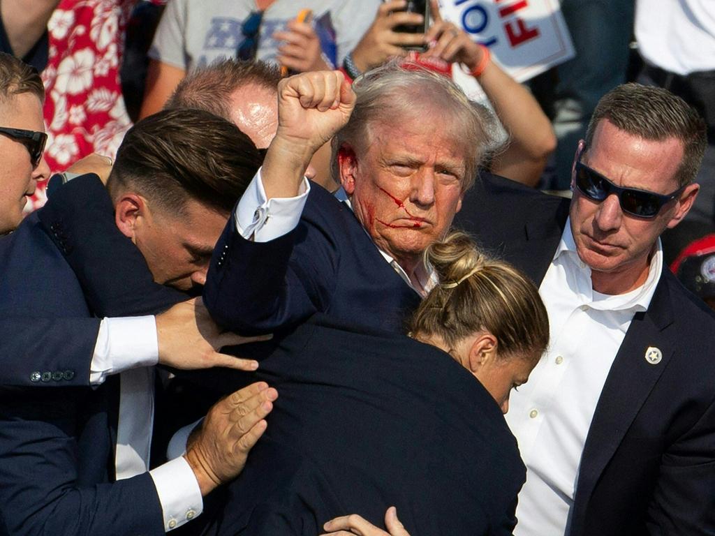 A bullet grazed Donald Trump’s ear. Picture: AFP