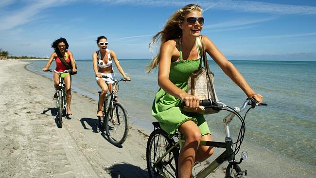 Riding a bike on the beach with your friends. That's an anchor ...