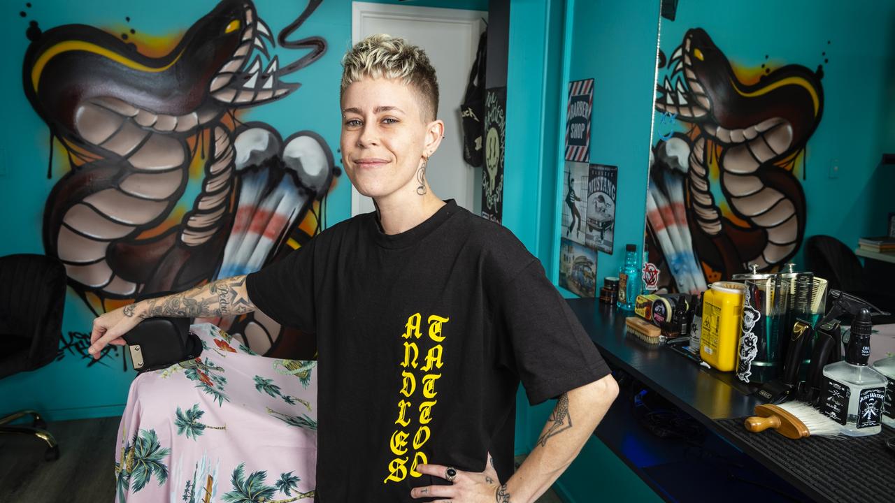 Rattlesnake Barbershop owner Sez Holborow in the West Street shop. Picture: Kevin Farmer