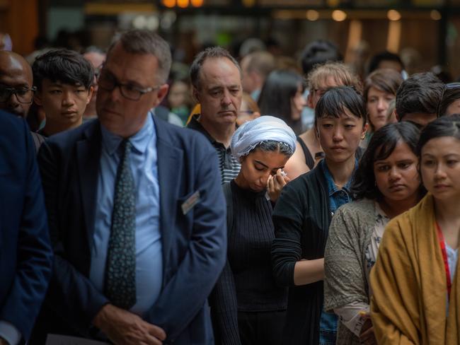 Hundreds of students, friends and staff paid their respects. Picture: Jason Edwards