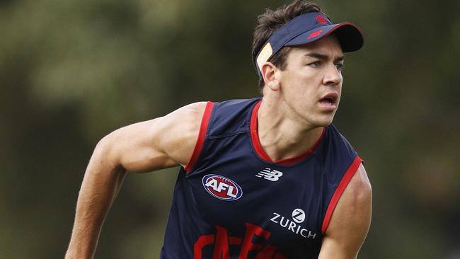 Marty Hore is a rookie on the rise after his standout return to the Melbourne side. Picture: AAP Image/Daniel Pockett.