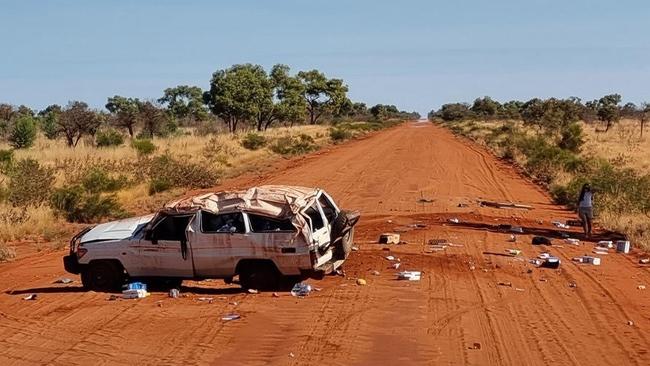The crash on Sandover Hwy in 2023. Picture: File