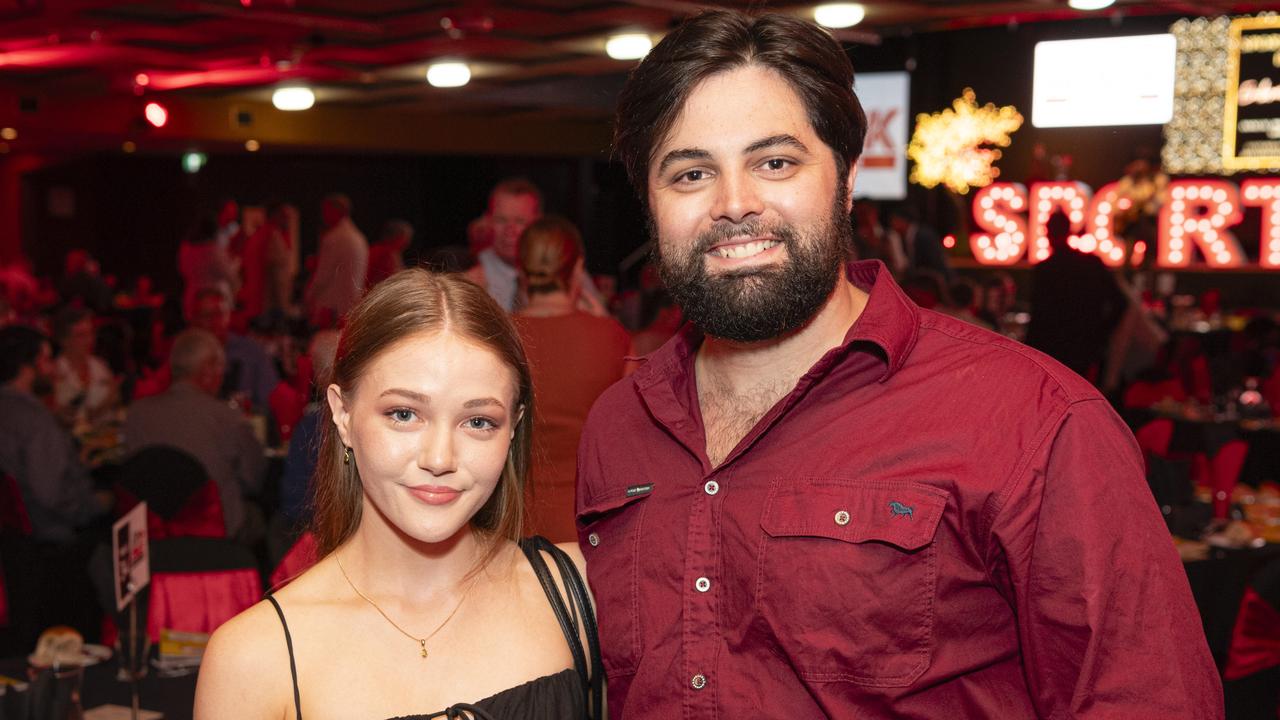 Hannah Stevenson and Lachlan Nassar at the Sports Darling Downs presentation dinner at Rumours International, Saturday, February 1, 2025. Picture: Kevin Farmer