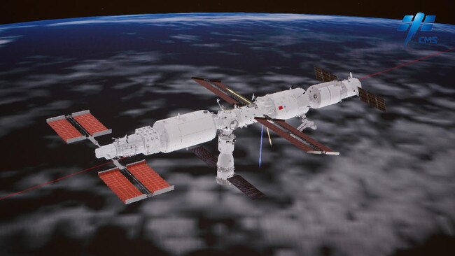 An artist;s impression of of the space station after the Wentian module, on the left, had dockd with to the Tianhe core module on Monday. Picture: China Manned Space Agency