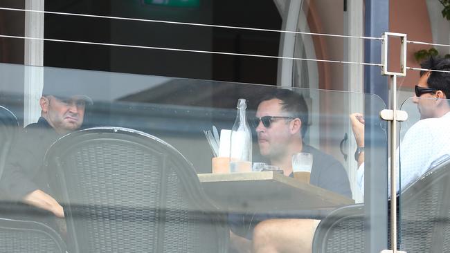 Michael Clarke pictured at Ravesis in Bondi, having a drink with Laurie Daley and Sky Sport executive producer Ben Lloyd.