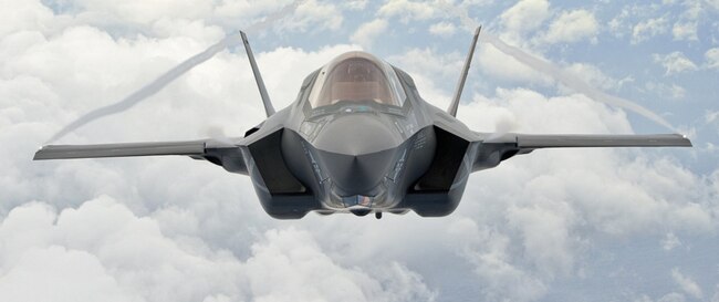 The Joint Strike Fighter’s “goal posts” on display. (US Department of Defense)