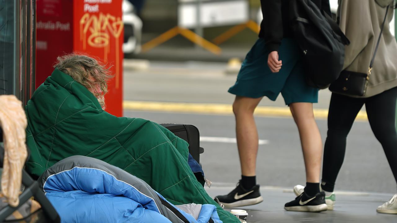 A homeless person is seen in Melbourne CBD. Picture: NewsWire / Luis Enrique Ascui