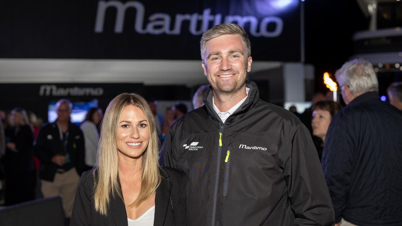 Chloe Barry-Cotter and Tom Barry-Cotter for The Pulse at Maritimo Luxury Yachts global launch of the S75 and M75 at the Sanctuary Cove International Boat Show 2023. Picture: Celeste Humphrey