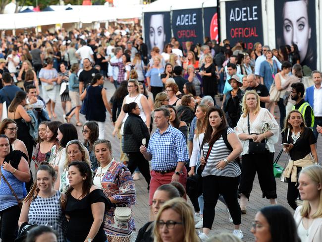 Fans arrive at the Adele concert in Sydney's ANZ Stadium. Photo Jeremy Piper
