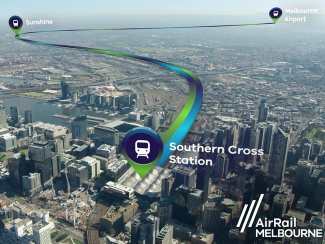 AirRail Melbourne’s proposed route to Melbourne Airport.